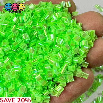 Neon Green 500G Bingsu Beads Slime Crunchy Iridescent Crafting Supplies Cut Plastic Straws Bulk Item