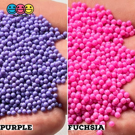 Nonpareil Glass Caviar Beads Faux Sprinkles Decoden Fake Bake 16 Colors 1.9Mm 20 Grams / Fuchsia