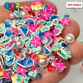 Ocean Sea Mermaid Festival Summer Vacation Fish Shells Stars Rhine Stone Beads Fake Clay Sprinkles