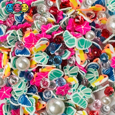 Ocean Sea Mermaid Festival Summer Vacation Fish Shells Stars Rhine Stone Beads Fake Clay Sprinkles
