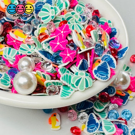 Ocean Sea Mermaid Festival Summer Vacation Fish Shells Stars Rhine Stone Beads Fake Clay Sprinkles
