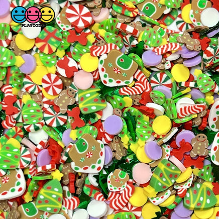 Old Fashion Christmas Mix Fimo Gingerbread Man Candy Cane Fake Sprinkles Funfetti 20 Grams Sprinkle