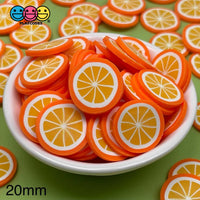 Orange Brightly Colored Fimo Slices Polymer Clay Oranges Fake Sprinkles Cabochons 20 Mm / Grams