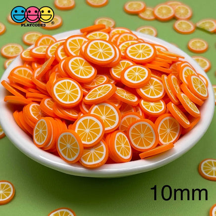 Orange Brightly Colored Fimo Slices Polymer Clay Oranges Fake Sprinkles Cabochons 10 Mm / 20 Grams