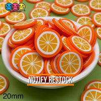Orange Brightly Colored Fimo Slices Polymer Clay Oranges Fake Sprinkles Cabochons 20 Mm / Grams