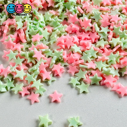 Pastel Pink Green Star 5Mm Fake Clay Sprinkles Decoden Fimo Jimmies Playcode3 Llc 10 Grams Sprinkle