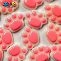 Paw Pink Mini Charms Animal Paws Tiny Flatback Charm Cabochons 3 Cplors 20 Pcs