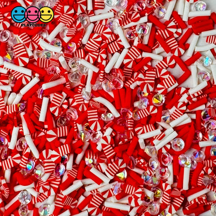 Peppermint Candy Cane Christmas Rhinestones Holiday Fake Clay Sprinkles Decoden Fimo Jimmies
