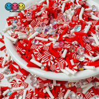 Peppermint Candy Cane Christmas Rhinestones Holiday Fake Clay Sprinkles Decoden Fimo Jimmies
