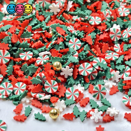 Peppermint Christmas Tree Farm Fimo Mix Fake Clay Sprinkles Gold Beads Funfetti Sprinkle