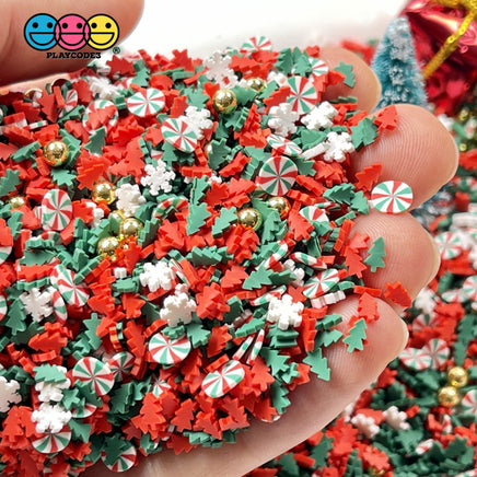 Peppermint Christmas Tree Farm Fimo Mix Fake Clay Sprinkles Gold Beads Funfetti Sprinkle