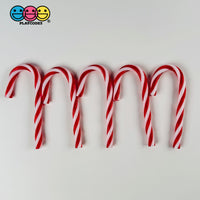 Peppermint Fake Candy Cane Charms - Festive Holiday Cabochon Decor 5 Pcs Charm