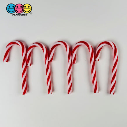 Peppermint Fake Candy Cane Charms - Festive Holiday Cabochon Decor 5 Pcs Charm