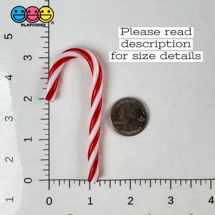 Peppermint Fake Candy Cane Charms - Festive Holiday Cabochon Decor 5 Pcs Charm