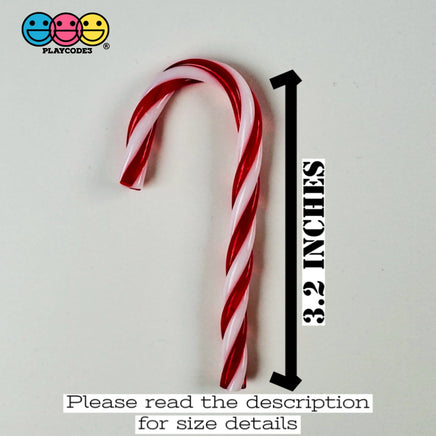 Peppermint Fake Candy Cane Charms - Festive Holiday Cabochon Decor 5 Pcs Charm