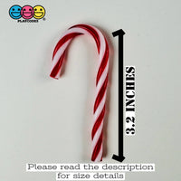 Peppermint Fake Candy Cane Charms - Festive Holiday Cabochon Decor 5 Pcs Charm