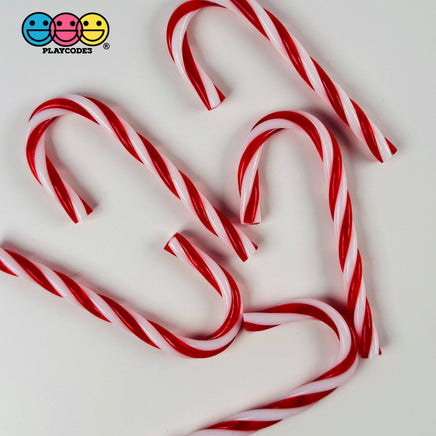 Peppermint Fake Candy Cane Charms - Festive Holiday Cabochon Decor 5 Pcs Charm