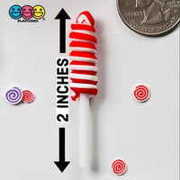 Peppermint Lollipop Swirl Faux Candy Charm Fake Bake Cabochons 12 Pcs