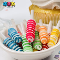 Peppermint Lollipop Swirl Faux Candy Charm Fake Bake Cabochons 12 Pcs