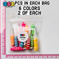 Peppermint Lollipop Swirl Faux Candy Charm Fake Bake Cabochons 12 Pcs