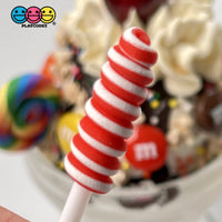 Peppermint Lollipop Swirl Faux Candy Charm Fake Bake Cabochons 12 Pcs