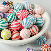 Peppermint Balls Mint Fake Hard Candy Multi Colors Cabochons 24 Pcs Food