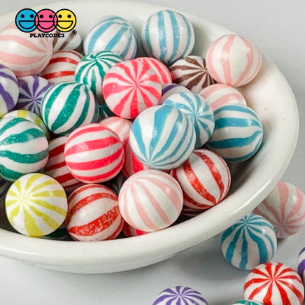 Peppermint Balls Mint Fake Hard Candy Multi Colors Cabochons 24 Pcs Food