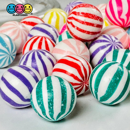 Peppermint Balls Mint Fake Hard Candy Multi Colors Cabochons 24 Pcs Food