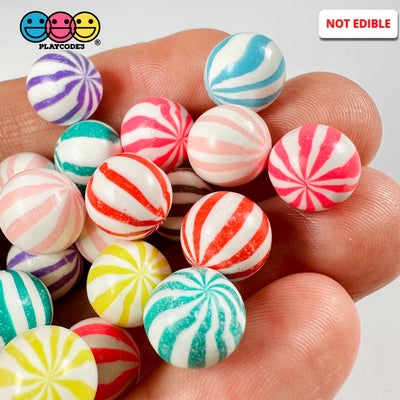 Peppermint Balls Mint Fake Hard Candy Multi Colors Cabochons 24 Pcs Food