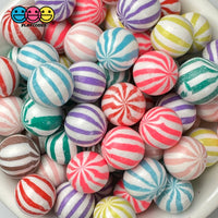 Peppermint Balls Mint Fake Hard Candy Multi Colors Cabochons 24 Pcs Food