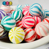Peppermint Balls Mint Fake Hard Candy Multi Colors Cabochons 24 Pcs Food