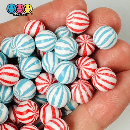 Peppermint Balls Mint Fake Hard Candy Red Blue 4Th Of July Cabochons 24 Pcs Playcode3 Llc Food