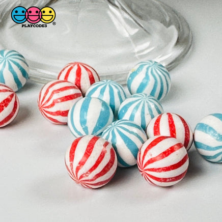 Peppermint Balls Mint Fake Hard Candy Red Blue 4Th Of July Cabochons 24 Pcs Playcode3 Llc Food