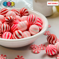 Peppermint Balls Red Pink Mint Fake Hard Candy Valentines Christmas Cabochons 24 Pcs Food