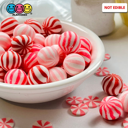 Peppermint Balls Red Pink Mint Fake Hard Candy Valentines Christmas Cabochons 24 Pcs Food