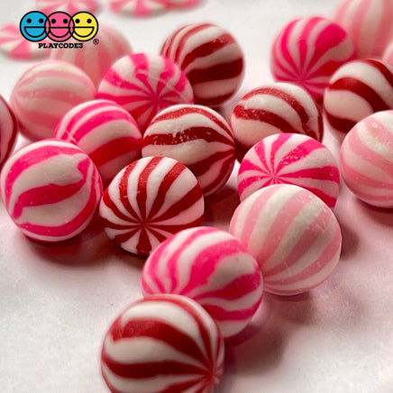 Peppermint Balls Red Pink Mint Fake Hard Candy Valentines Christmas Cabochons 24 Pcs Food