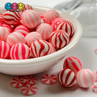 Peppermint Balls Red Pink Mint Fake Hard Candy Valentines Christmas Cabochons 24 Pcs Food