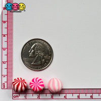Peppermint Balls Red Pink Mint Fake Hard Candy Valentines Christmas Cabochons 24 Pcs Food