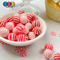 Peppermint Balls Red Pink Mint Fake Hard Candy Valentines Christmas Cabochons 24 Pcs Food