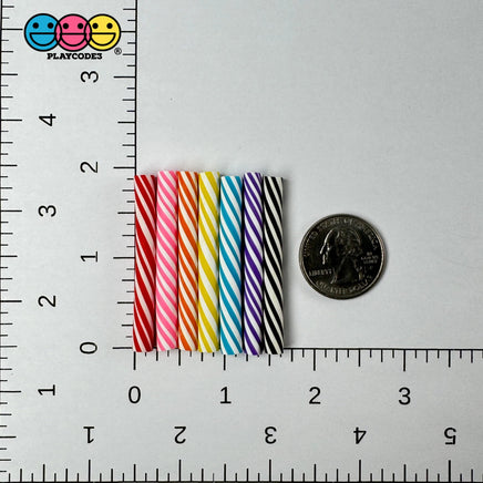 Fake Mini Peppermint Sticks 7 Colors Purple Orange Blue Yellow Pink Red Black Cabochons Decoden