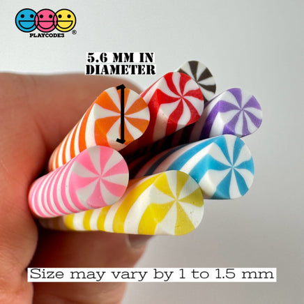Fake Mini Peppermint Sticks 7 Colors Purple Orange Blue Yellow Pink Red Black Cabochons Decoden