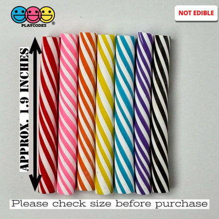 Fake Mini Peppermint Sticks 7 Colors Purple Orange Blue Yellow Pink Red Black Cabochons Decoden