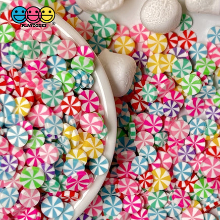 Peppermint Multi Color Swirls Fimo Slices Pinwheels Fake Sprinkles Faux Confetti Sprinkle