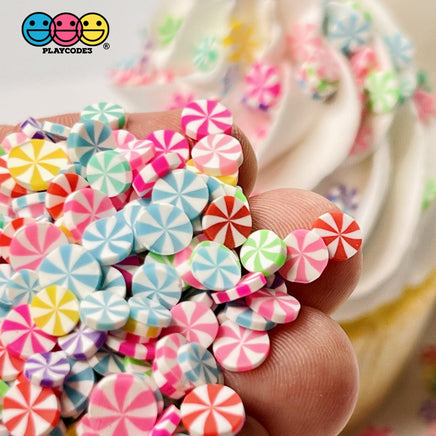 Peppermint Multi Color Swirls Fimo Slices Pinwheels Fake Sprinkles Faux Confetti Sprinkle