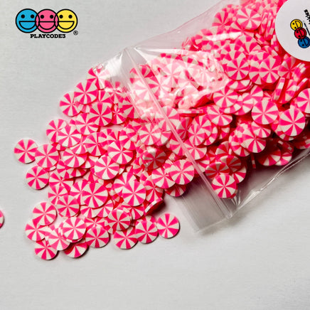 Peppermint Pink Fimo Slices Polymer Clay Christmas Fake Sprinkles 20/10Mm 10 Mm / 20 Grams Sprinkle
