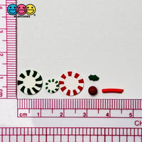Peppermint Pinwheel Christmas Fimo Mix Fake Sprinkle And Acrylic Beads Red Green Funfetti
