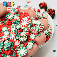 Peppermint Pinwheel Christmas Fimo Mix Fake Sprinkle And Acrylic Beads Red Green Funfetti