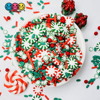 Peppermint Pinwheel Christmas Fimo Mix Fake Sprinkle And Acrylic Beads Red Green Funfetti