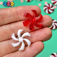 Peppermint Plastic Charm With Hole Two Pieces Christmas Charms Cabochons 10 Pcs