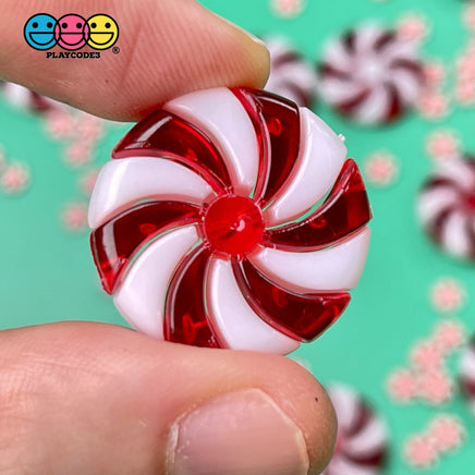 Peppermint Plastic Charm With Hole Two Pieces Christmas Charms Cabochons 10 Pcs
